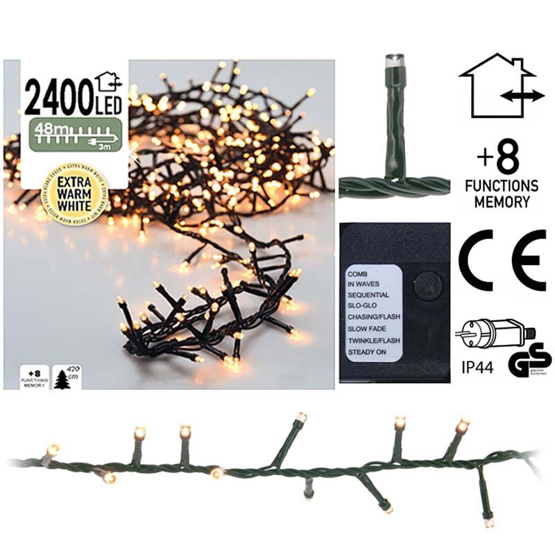 76580.3-1_1.jpg Micro Cluster 2400 LED's - 48 meter - extra warm wit - 8 functies + geheugen