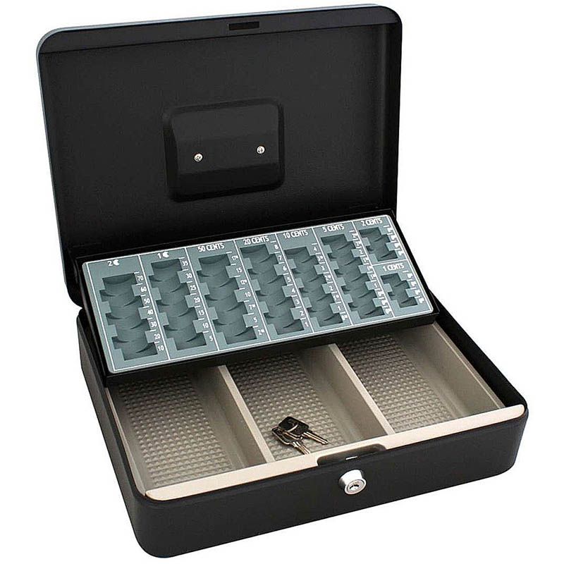 ds00005-1.jpg Metalen Geldkist 30x24x9cm met munten-sorteerplateau