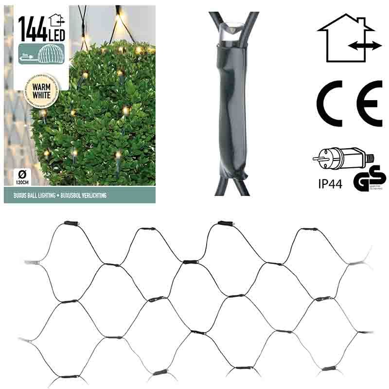 ds12923-1.jpg Buxus Netverlichting - 144 LED - warm wit