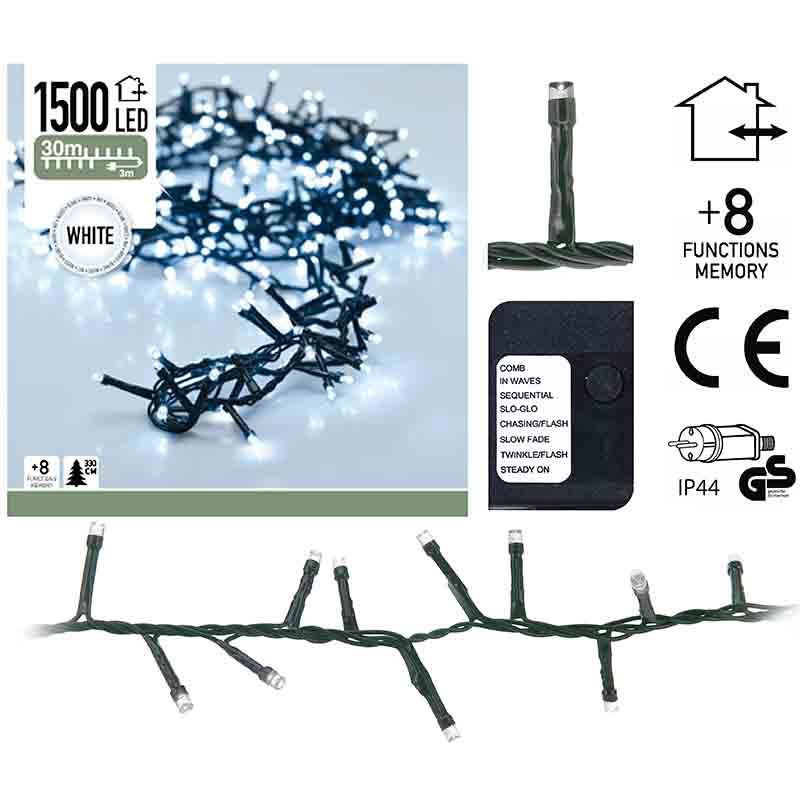 ds26008-1.jpg Micro Cluster 1500 LED's - 30 meter - wit - 8 functies + geheugen