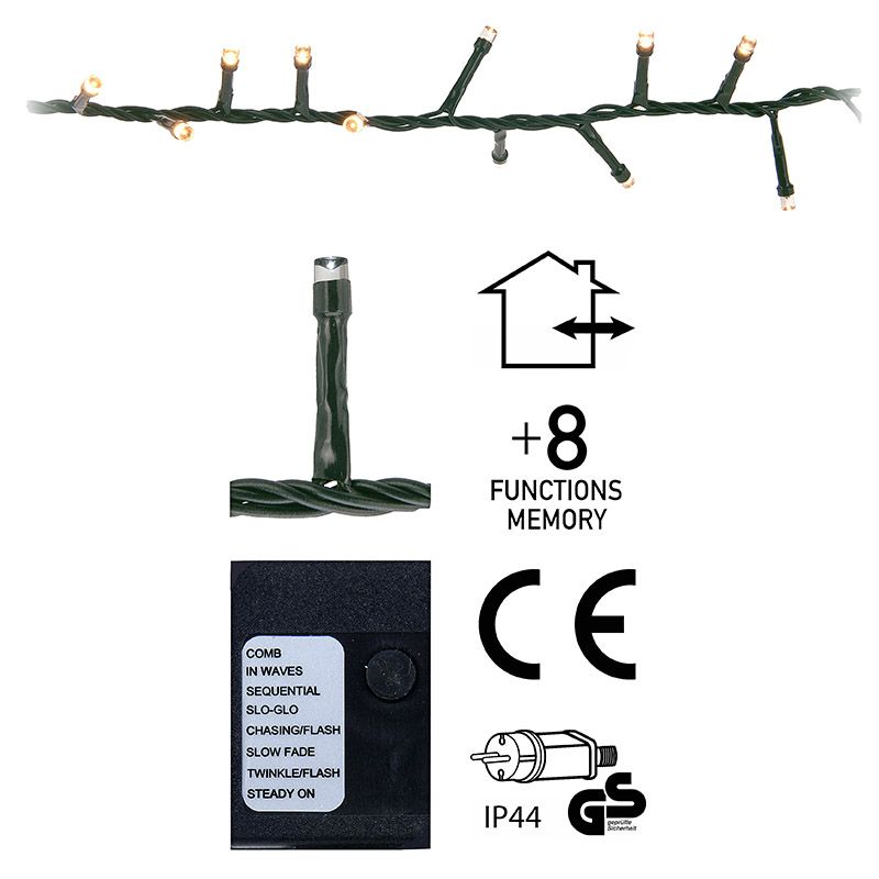 ds26009-2.jpg Micro Cluster - 400 LED- 8 meter - extra warm wit - 8 functies + geheugen