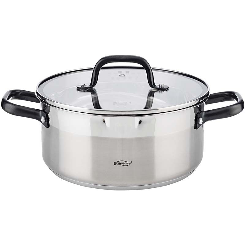 ds34315-1.jpg San Ignacio RVS kookpan met glazen deksel, Ø24x10.5cm, 4 liter - serie Vita