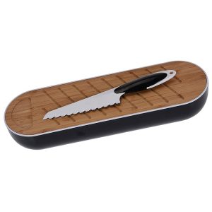 Stokbroodbox met snijplank en broodmes zwart
