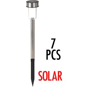Set van 7 RVS solarlampen